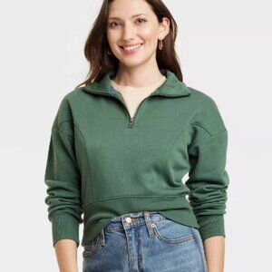 Green cropped quarter zip from Universal Threads